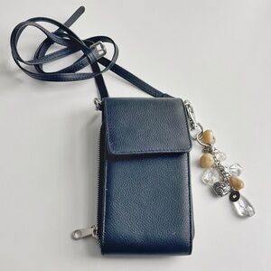 Bugatti small black crossbody bag with Charm